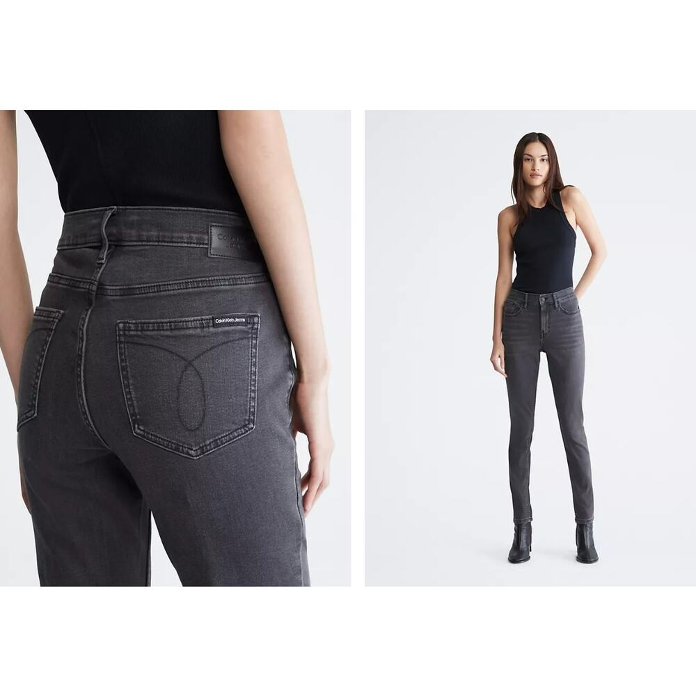 Calvin Klein Women's High Rise Skinny Ankle Length Jeans Size 27 Black NWT